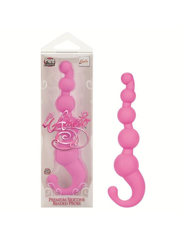 Упругая розовая цепочка L Amour Premium Silicone Beaded Probes