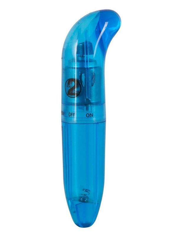 Синий вибратор для массажа G-spot - 12,5 см.