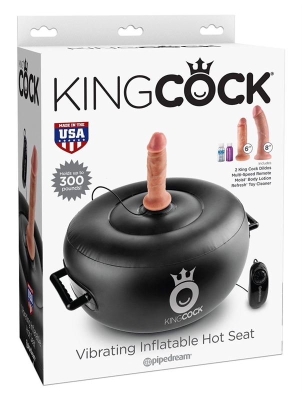 Вибромассажер на воздушной подушке King Cock Vibrating Inflatable Hot Seat с двумя насадками