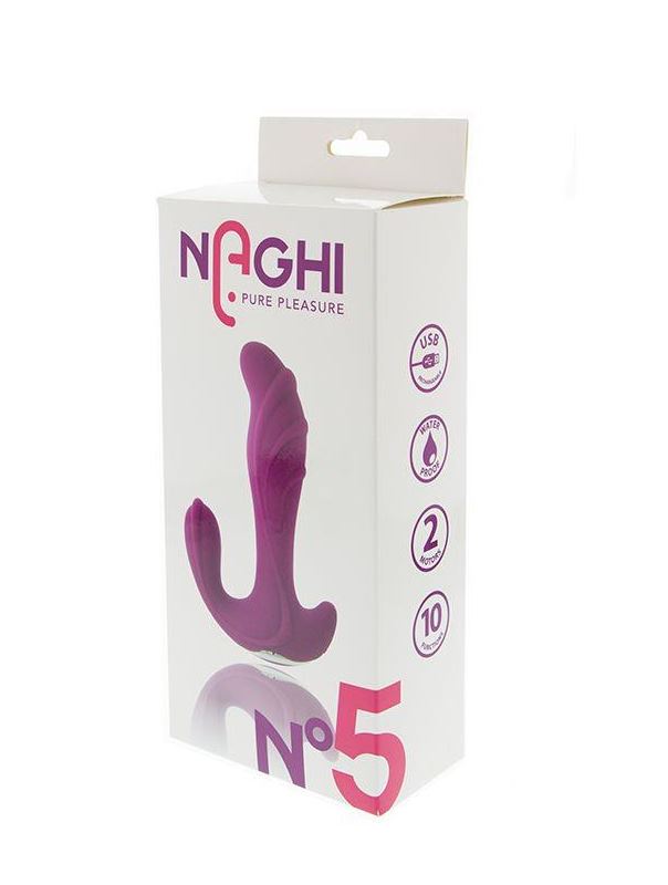 Фиолетовый вибратор с клиторальной стимуляцией NAGHI N5 RECHARGEABLE DUO VIBRATOR