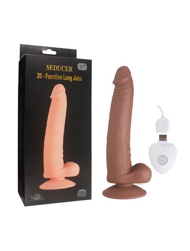 Коричневый вибратор SEDUCER 20 Function Long John (21,5 см)