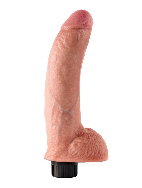 Телесный вибратор со съемной присоской 9" Vibrating Cock with Balls (22,9 см)