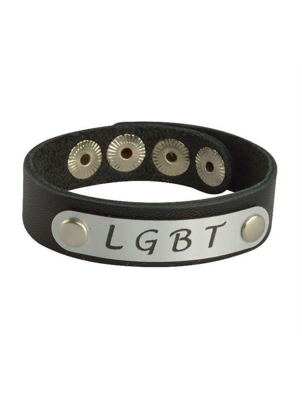 Кожаный браслет с надписью LGBT