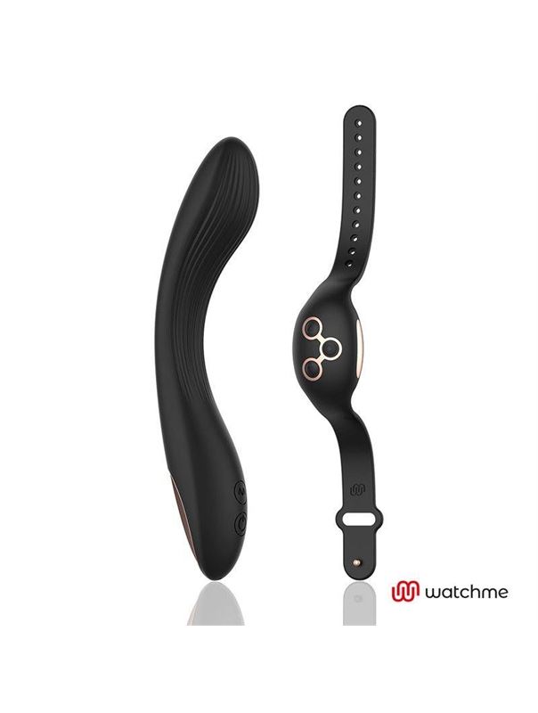 Черно-золотой вибратор с пультом-часами Anne's Desire Curve G-Spot Vibe Wireless Watchme (20,5 см)