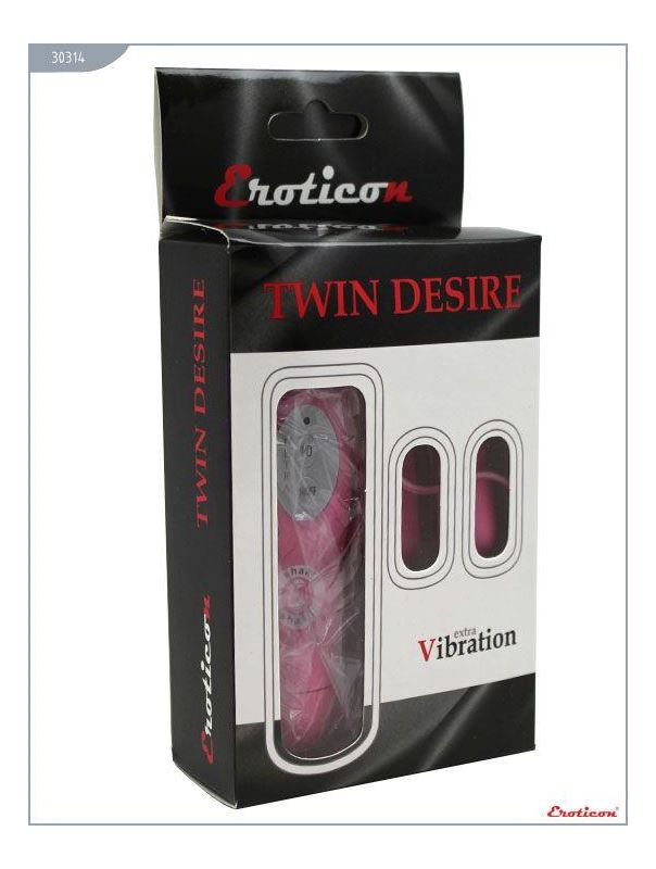 Два розовых виброяйца Twin Desire с пультом управления