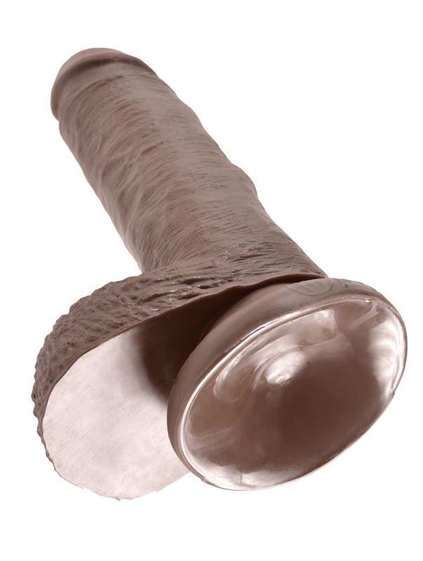 Коричневый фаллоимитатор с мошонкой 7" Cock with Balls (19,4 см)