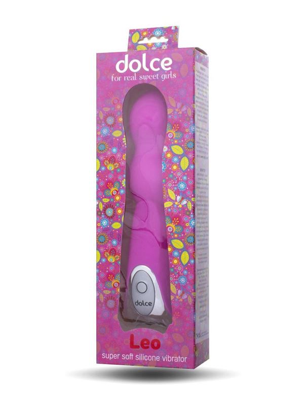 Ярко-розовый вибратор Dolce Leo - 16,5 см.