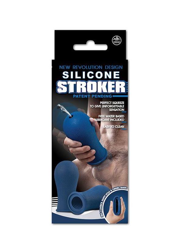 Синий мастурбатор с мягкими рёбрышками SILICONE STROKER