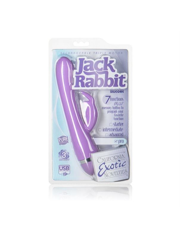 Перезаряжаемый сиреневый вибромассажер Rechargeable Triple Motor Jack Rabbit - 18 см. 