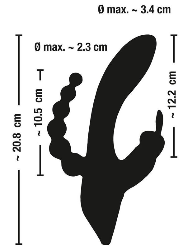 Черный тройной вибратор Triple G-Spot Vibrator (20,8 см)