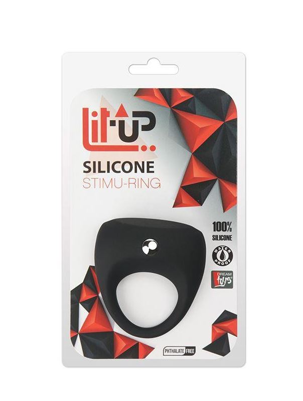 Чёрное эрекционное кольцо LIT-UP SILICONE STIMU RING 7