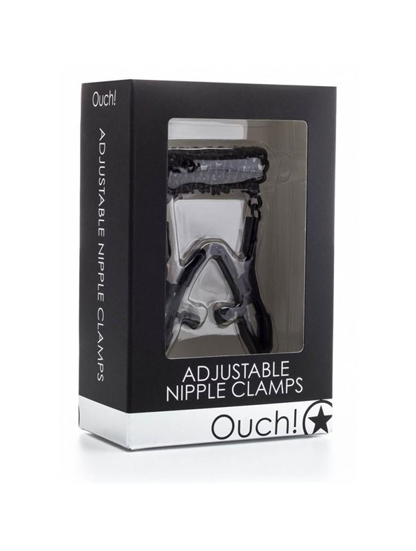 Зажимы на соски с чёрной цепочкой Ouch! - Adjustable Nipple Clamps