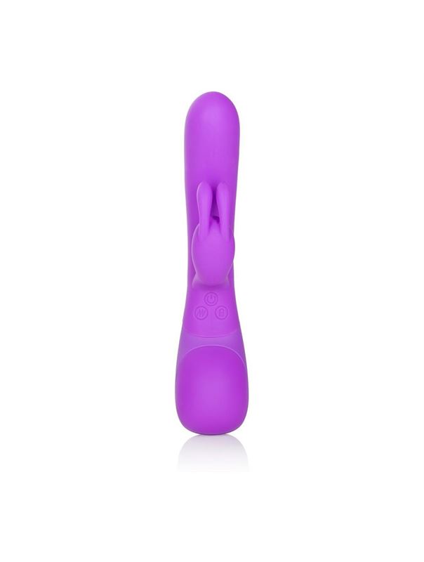 Фиолетовый вибромассажер Impress Rabbit со стимуляцией клитора - 18 см.