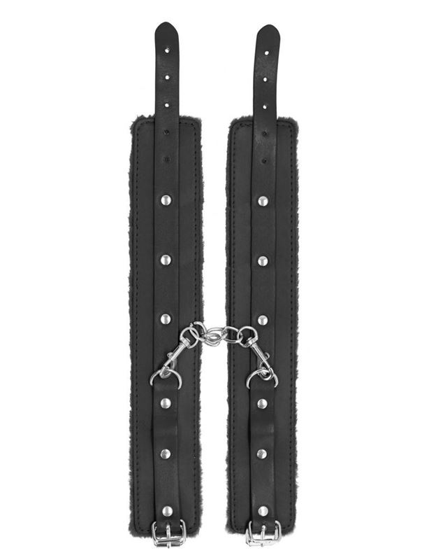 Черные поножи Plush Leather Ankle Cuffs