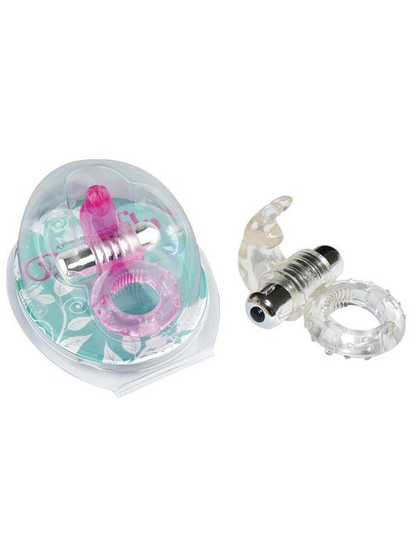 Прозрачное эрекционное виброкольцо с зайчиком 7 Speed Rabbit Cock Ring