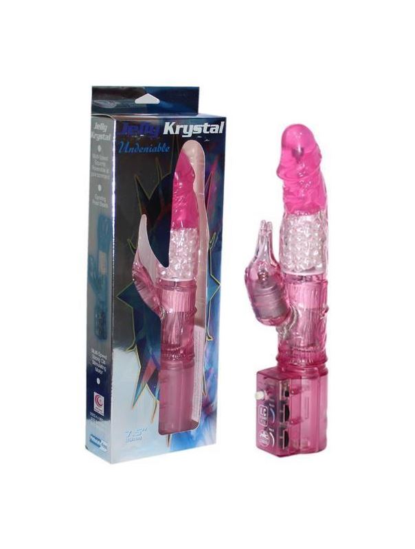 Розовый вибратор с клиторальным отростком JK UNDENIABLE 7.5 PEARL DIVER (19 см)