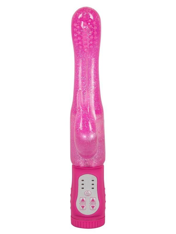 Розовый G-стимулятор с клиторальный отростком Rotating G-spot Rabbit - 25 см.