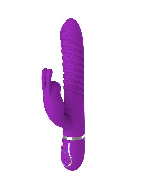 Фиолетовый вибратор кролик MAGIC BUNNY с ушками (22 см)