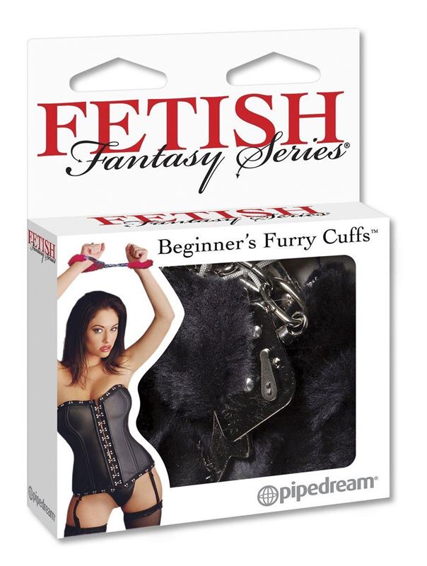 Меховые чёрные наручники Beginner's Furry Cuffs