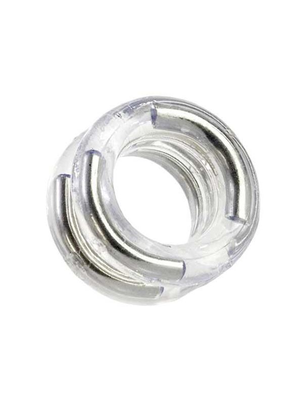 Двойное прозрачное эрекционное кольцо Double Stack Ring с металлическими вставками