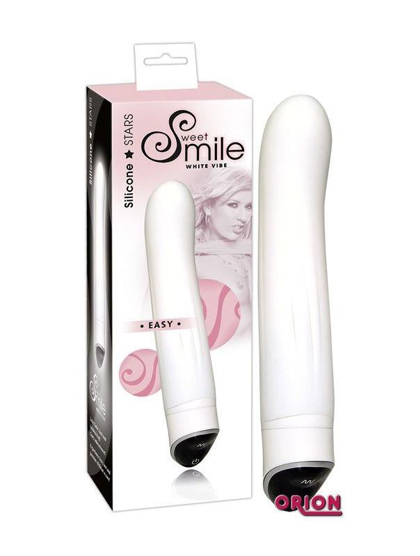 Белоснежный вибратор Smile Easy из силикона - 22 см.