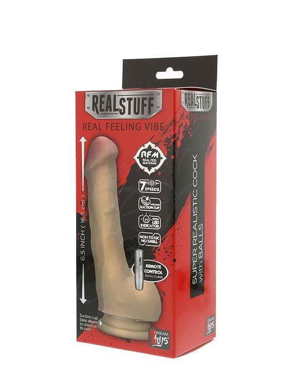 Реалистичны вибромассажёр на присоске REALSTUFF 6.5INCH VIBRATOR III - 16,5 см.