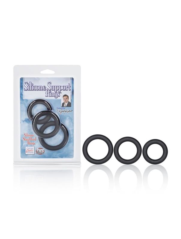 Набор из 3 чёрных эрекционных колец Dr. Joel Kaplan - Silicone Support Rings