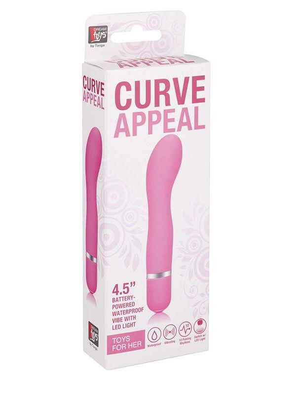 Розовый мини-вибратор для G-стимуляции NEON CURVE APPEAL PINK - 11,4 см.