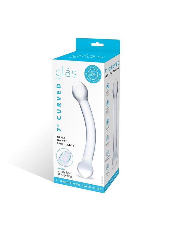 Прозрачный стеклянный фаллос для стимуляции точки G Curved Glass (17 см)