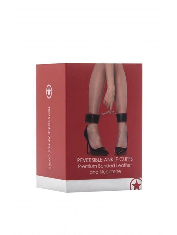 Чёрно-красные двусторонние оковы на ноги Reversible Ankle Cuffs