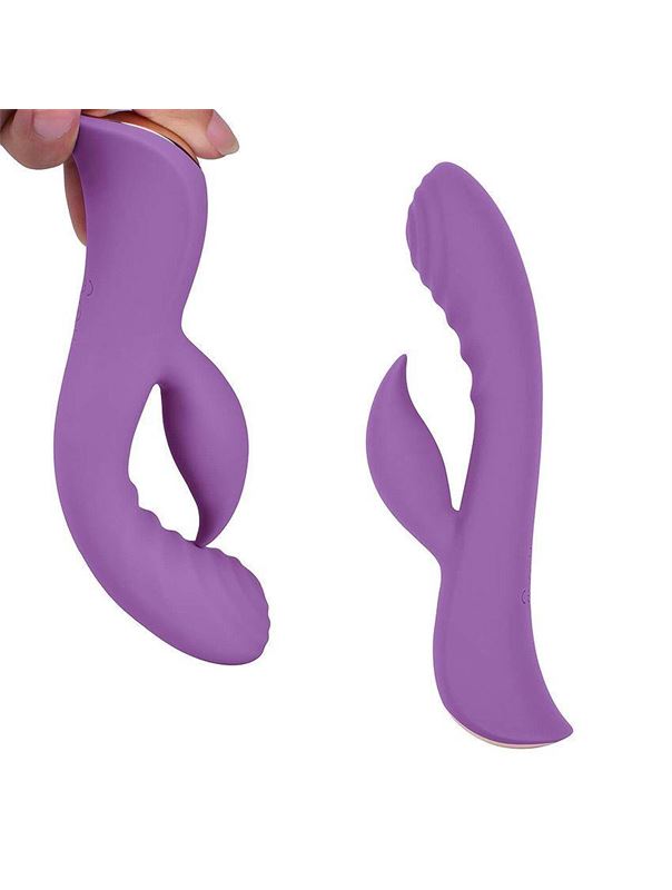 Фиолетовый вибромассажер-кролик 5" Silicone Ripple Passion (19,1 см)