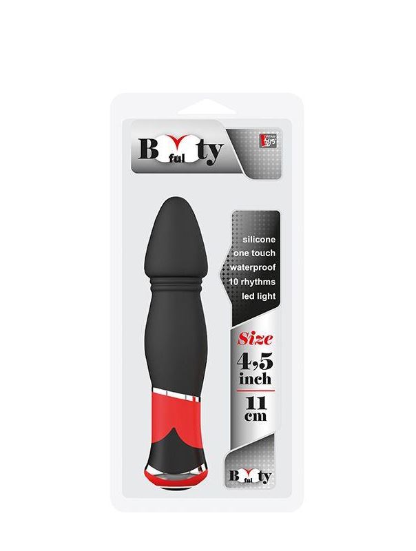 Чёрный анальный стимулятор с вибрацией BOOTYFUL CONED VIBE BLACK (11 см)