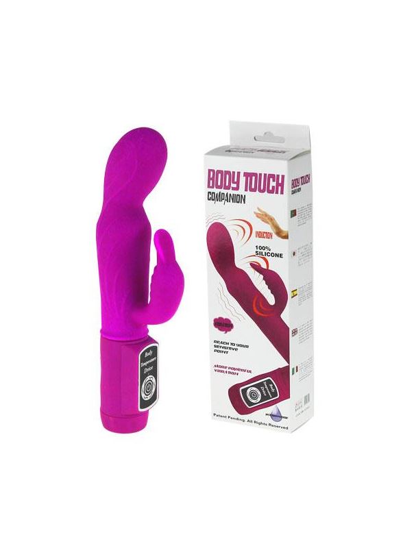 Фиолетовый вибратор с клиторальной стимуляцией Body Touch Companion - 22,5 см.