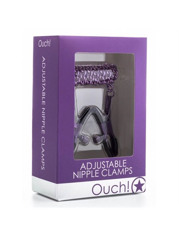 Зажимы на соски Ouch! - Adjustable Nipple Clamps с фиолетовой цепочкой