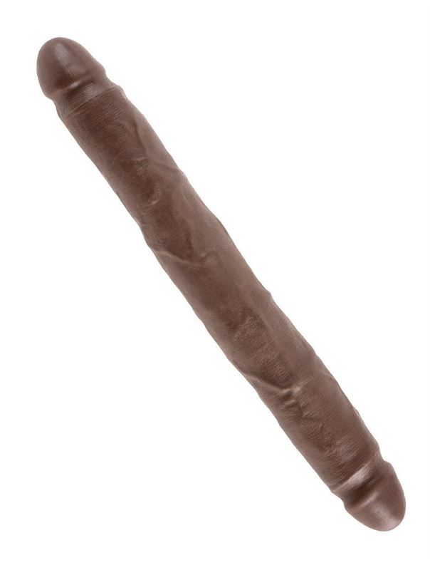 Коричневый двусторонний фаллоимитатор 12 Slim Double Dildo - 31,4 см.