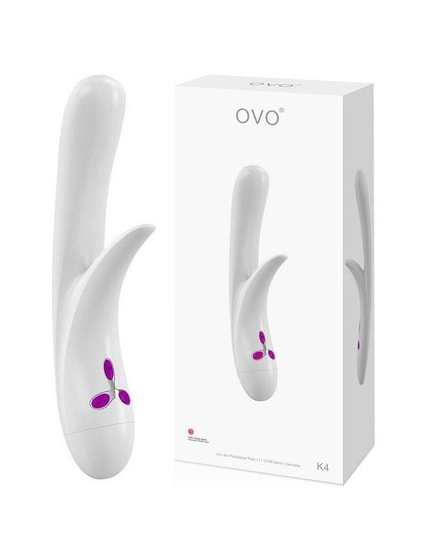 Вибратор белый OVO K4 Rabbit (22 см)