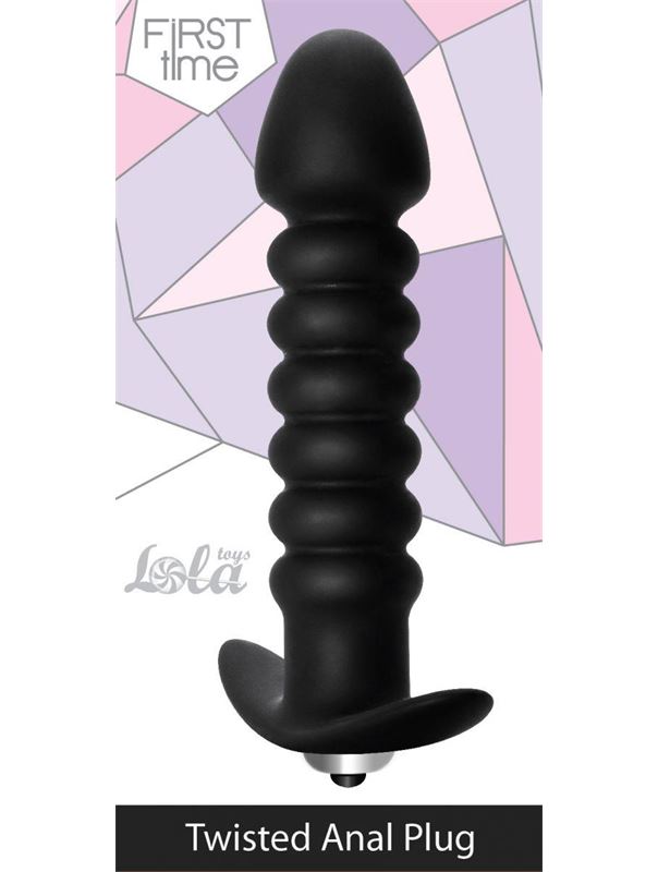 Чёрная анальная пробка с вибрацией Twisted Anal Plug (13 см)