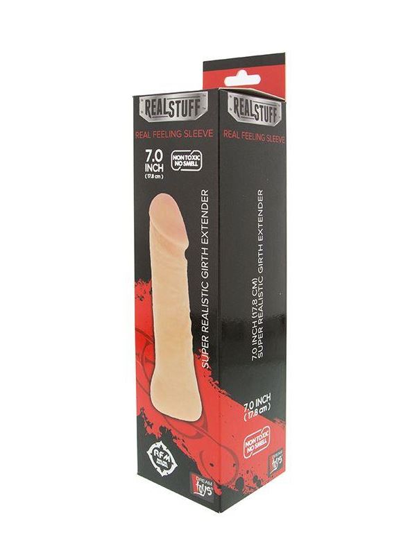 Телесный фаллоимитатор REALSTUFF GIRTH EXTENDER SLEEVE - 17,8 см.