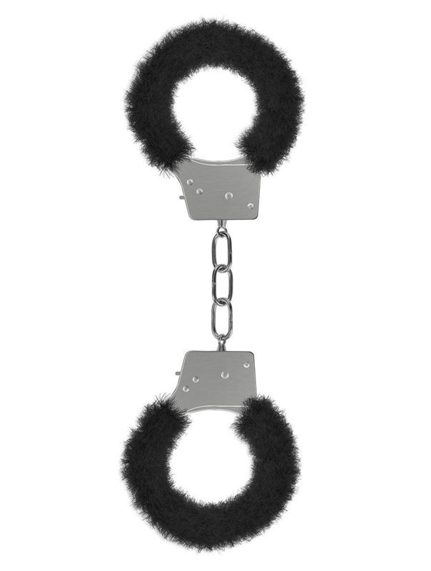 Пушистые чёрные наручники Beginner's Furry Handcuffs