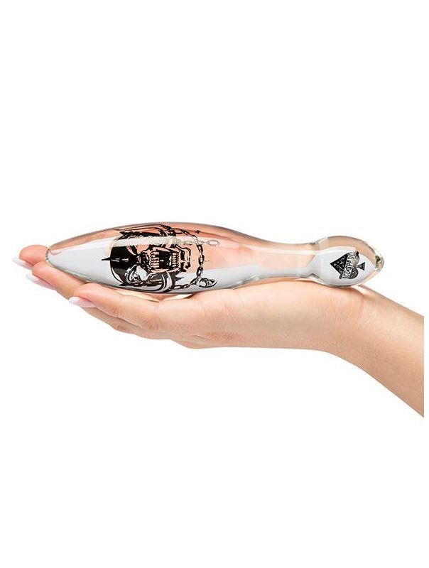 Прозрачная анальная пробка Motorhead Bomber Clear and Black Glass (17,8 см)