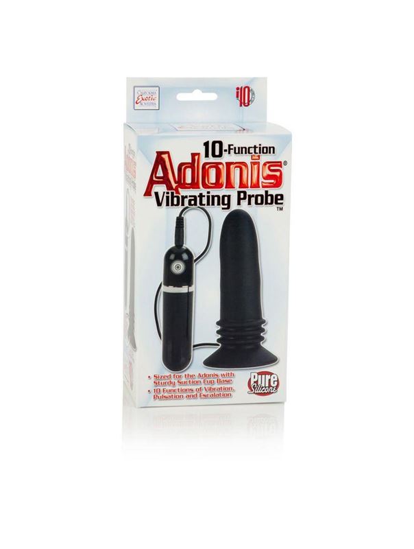 Чёрная анальная пробка 10-Function Adonis Vibrating Probes - 14 см.