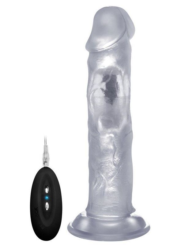 Прозрачный вибратор-реалистик Vibrating Realistic Cock 9 - 23,5 см.