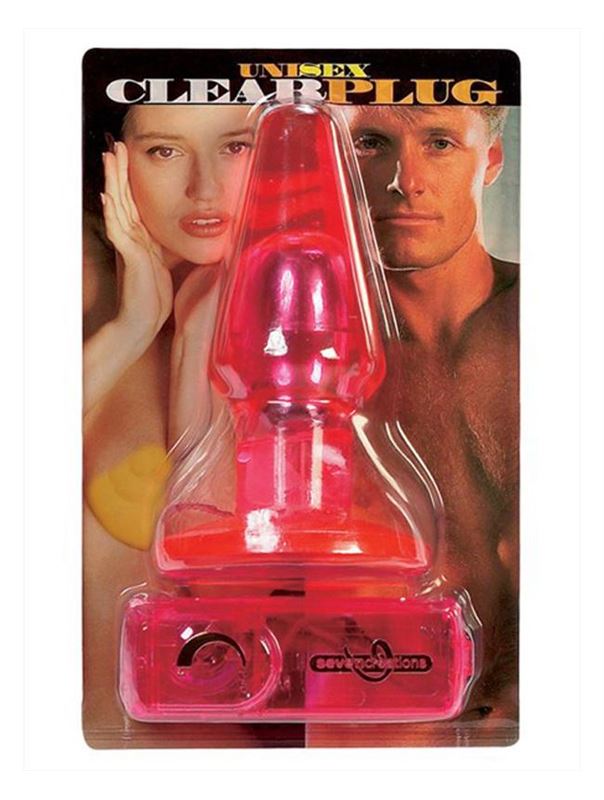 Розовая анальная пробка с выносным пультом UNISEX CLEAR PLUG (14 см)