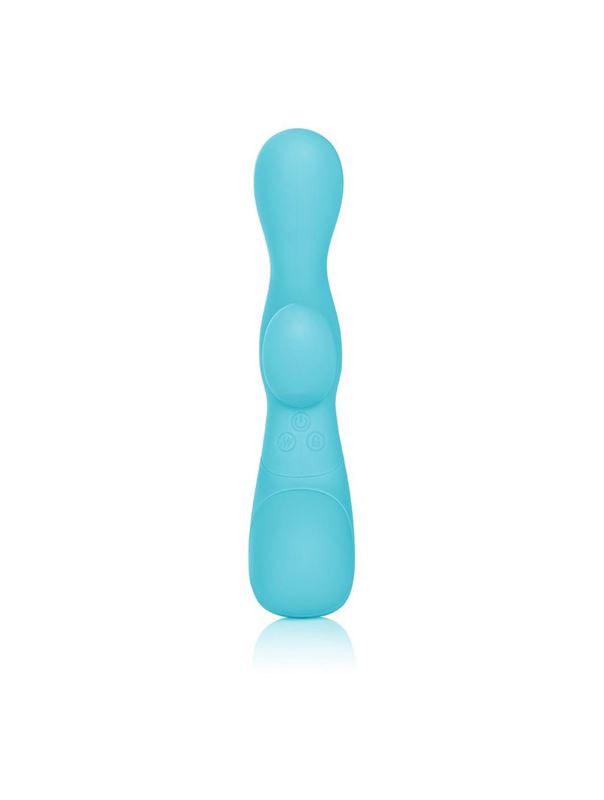 Голубой вибромассажер Impress Tongue со стимуляцией клитора - 18 см.