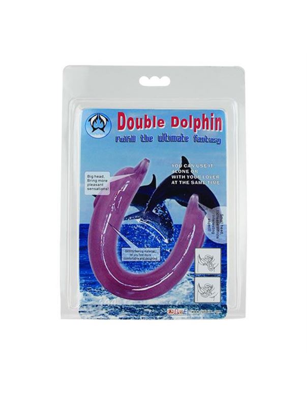 Фиолетовый двойной фаллоимитатор Double Dolphin (30,5 см)