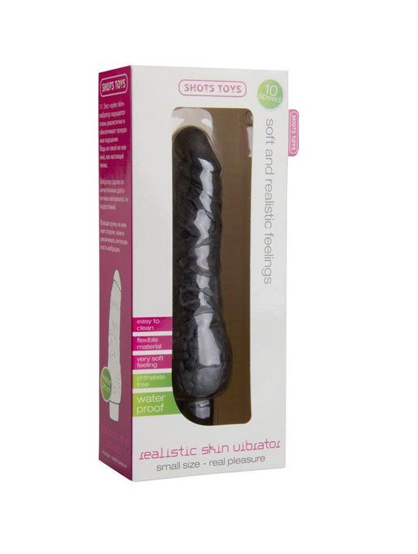 Чёрный вибратор-реалистик Realistic Skin Vibrator Small - 16,3 см.