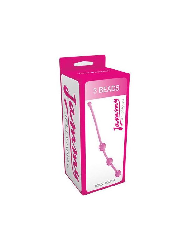 Розовая анальная цепочка JAMMY JELLY ANAL 3 BEADS PINK - 15 см.