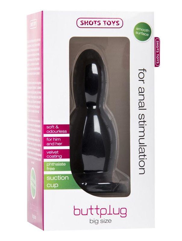 Чёрная анальная пробка Buttplug Big - 13,3 см.