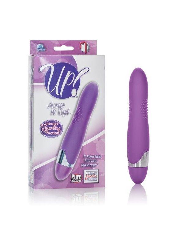 Фиолетовый вибромассажер Amp it Up! 7-Function Silicone Massager - 14 см.