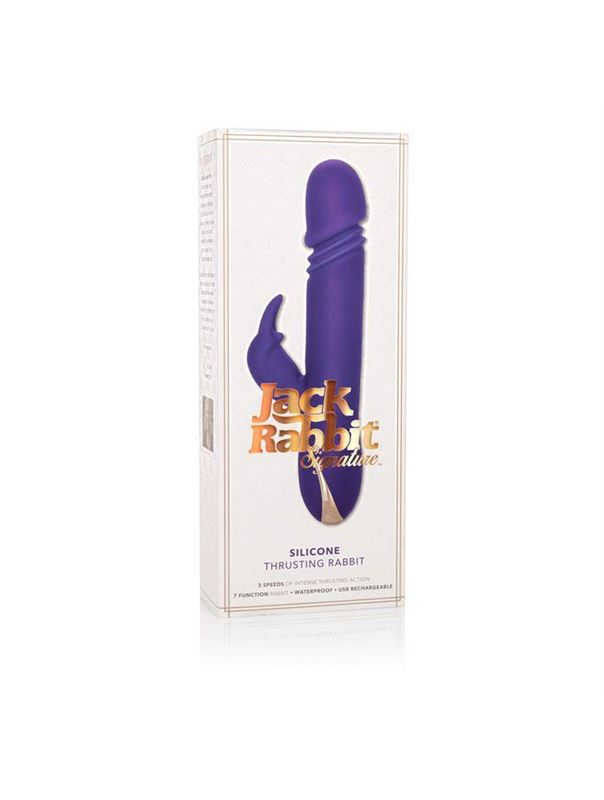 Фиолетовый вибратор с поступательным движением Jack Rabbit Signature Silicone Thrusting Rabbit (20 см)